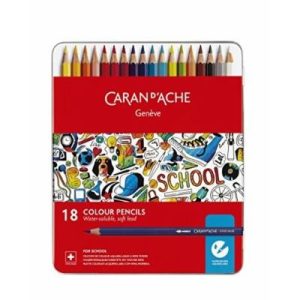 Caran d’Ache Kleurpotloden “School Line” Aquarel – 18stuks in metalen doos