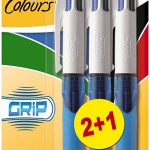 BIC 4-kleurenbalpen GRIP – 2+1 gratis