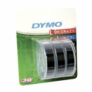 Dymo 3D zelfklevende reliëftape 9mm x 3m – zwart (3stuks)