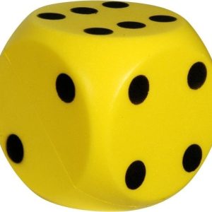 Grote zachte dobbelsteen 15cm – rood OF blauw OF geel : 1 exemplaar