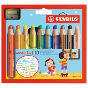 Stabilo Woody 3-in-1 kleurpotloden – Etui (karton) 10stuks + slijper