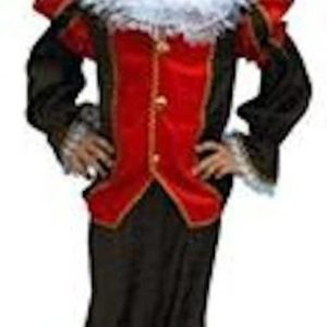 Kostuum Zwarte Piet zwart/rood 152