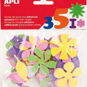 APLI CREA Schuimrubber (glitter) zelfklevende vormen “Bloemen” – 25stuks