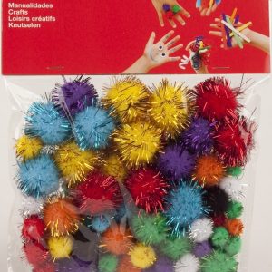 APLI CREA Pompons “glitter” – assorti kleuren 78stuks