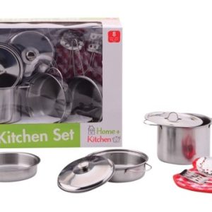 Home and Kitchen Stalen pannenset 8-delig