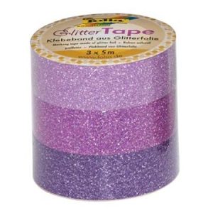 Glittertape 5m P/3 – roze/pink/lila