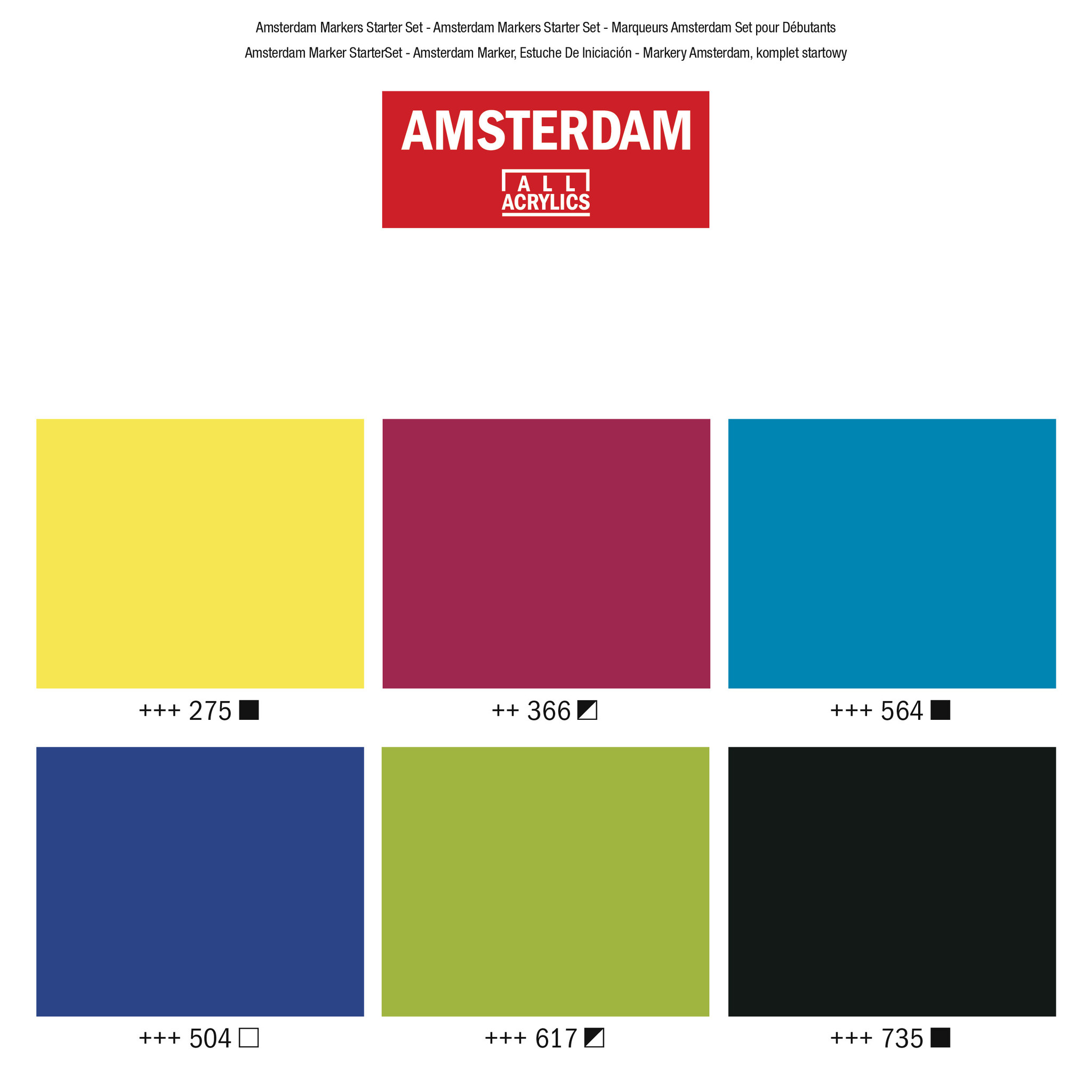 Talens Amsterdam Acryl Marker M Basic Set – 6stuks