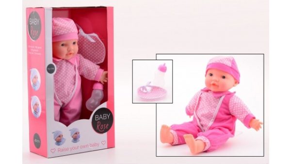 Baby Rose Pop met geluid in open touch doos - 40cm