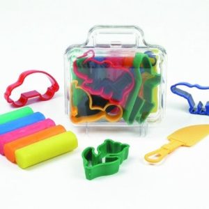 Pastel klei 5 rollen + accessoires in transparant koffer