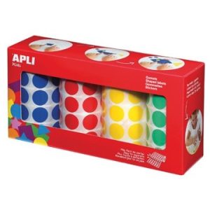 Apli Kids stickers cirkels Ø20mm – 4 rollen/4 kleuren