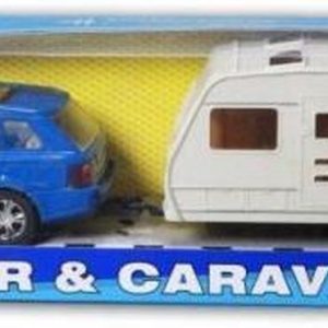 Auto met caravan 30cm pull-back