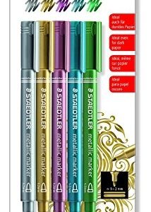 Metallic Marker 1-2mm – 5stuks (zilver/goud/rood/blauw/groen)