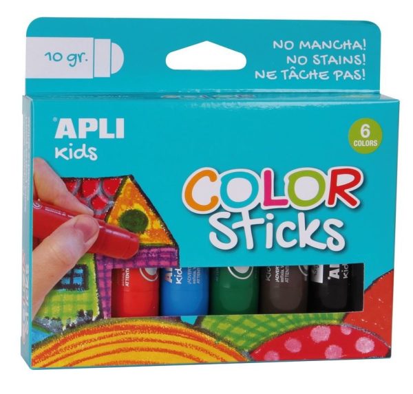 APLI Kids Color Sticks "Assorti kleuren" 6stuks x 10gr