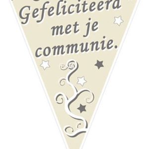 Vlaggenlijn “Gefeliciteerd met je Communie” – 5m/10vlaggen