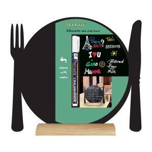 Krijtbord servies + houten voet