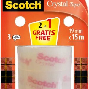 Scotch Crystal Tape 19mm x 15m – 2+1 gratis