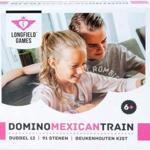 Domino dubbel 12 Mexican Train in beukenhouten kist