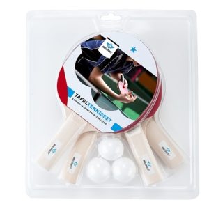 Tafeltennis set met 4 bats 1-ster en 3 kunststof ballen Ø 40mm