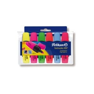 Pelikan Textmarker Fluo 490 – 6stuks (geel/roze/groen/oranje/blauw/rood)
