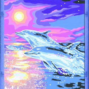 Schilderen op nummer – Dolfijnen in zonsondergang