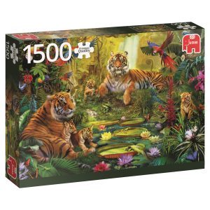 Premium Collection Tiger Family in the Jungle 1500 pcs Legpuzzel 1500 stuk(