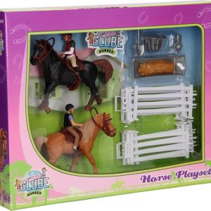 Speelset 2 paarden met ruiters en accessoires