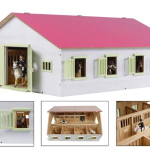 Paardenstal (72,5x60x37,5cm) met 7 boxen – roze