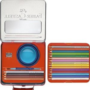 Kleurpotloden Faber Castell Jumbo Grip in metalen koffertje – 25stuks