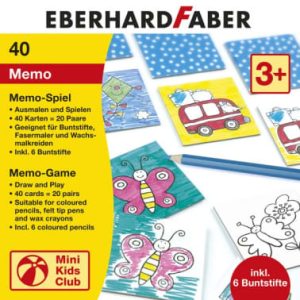 Mini Kids Club – Memory spel (40 kaarten + 6 kleurpotloden)