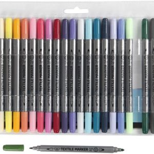 Textielstiften dubbele punten – 20 kleuren
