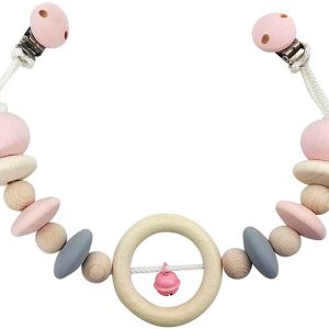 Ketting voor kinderwagen – natuur/roze