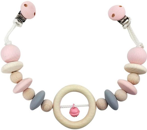 Ketting voor kinderwagen - natuur/roze