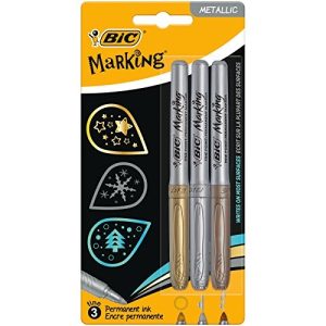 BIC Permanent Marker Metallic – 3stuks (goud/zilver/brons)