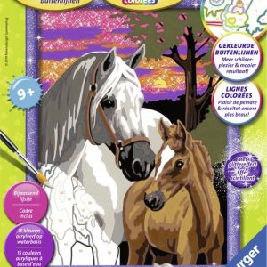 Schilderen op nummer – Paarden in de zonsondergang