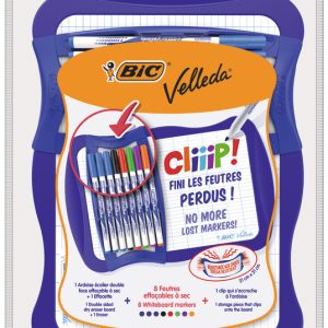 BIC Velleda Whiteboard 21x31cm + clip met markers 1721 (8stuks) + wisser