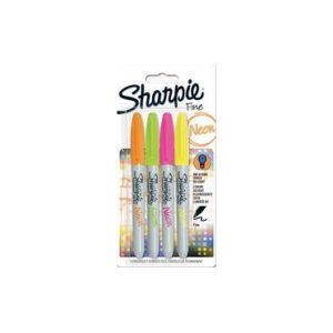 Sharpie Permanent Marker Fine “Neon” – 4stuks (oranje/groen/roze/geel)