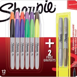 Sharpie Permanent Marker Fine – 12+2 gratis (pastelkleuren + zilver & goud)