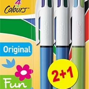 BIC 4-kleurenbalpen FUN 2+1 gratis