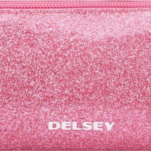 Delsey Pennenetui (rond) 1-vaks – Glitter (pink)