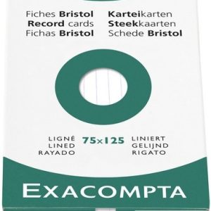 Exacompta Steekkaarten (75x125mm) gelijnd – wit