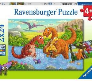 Puzzel (2x24stuks) – Spelende dino’s