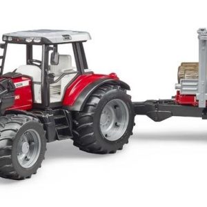 Tractor Massey Ferguson 7480 met voorlader en houttrailer