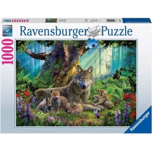 Puzzel (1000stuks) – Familie wolf in het bos