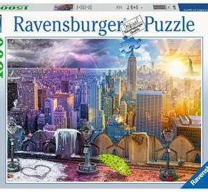 Puzzel (1500stuks) – New York Skyline in de winter en de zomer