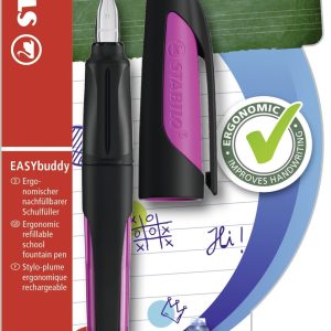 Vulpen – STABILO EASYbuddy – Medium vulpen met uitwisbare blauwe inkt – zwa