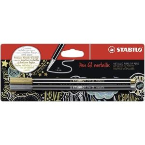 Stabilo Pen 68 Metallic – 2stuks (goud/zilver)