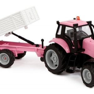 Tractor met aanhanger met licht/geluid – roze