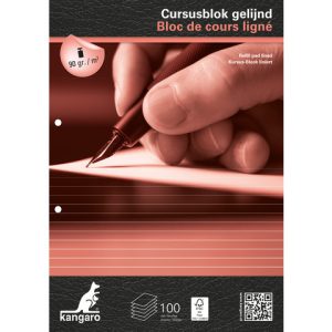 Cursusblok A4/2gaten gelijnd 8mm – 100vel