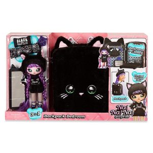 Na! Na! Na! Surprise 3-in-1 Backpack Bedroom Playset – Black Meow