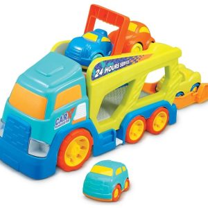 Autotransporter + 4 wagens met licht/geluid